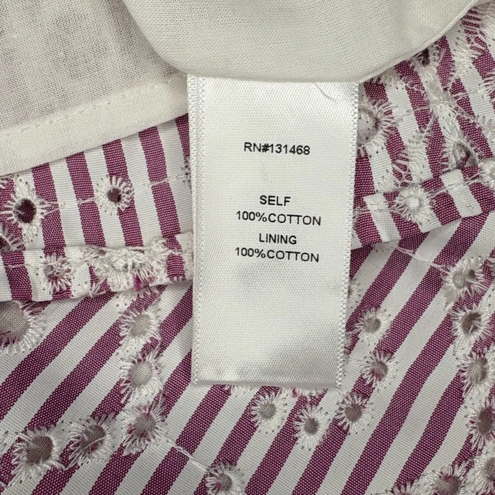 Avara Eyelet Ruffle Sleeve Purple Stripe Dress NWT - Picture 9 of 10